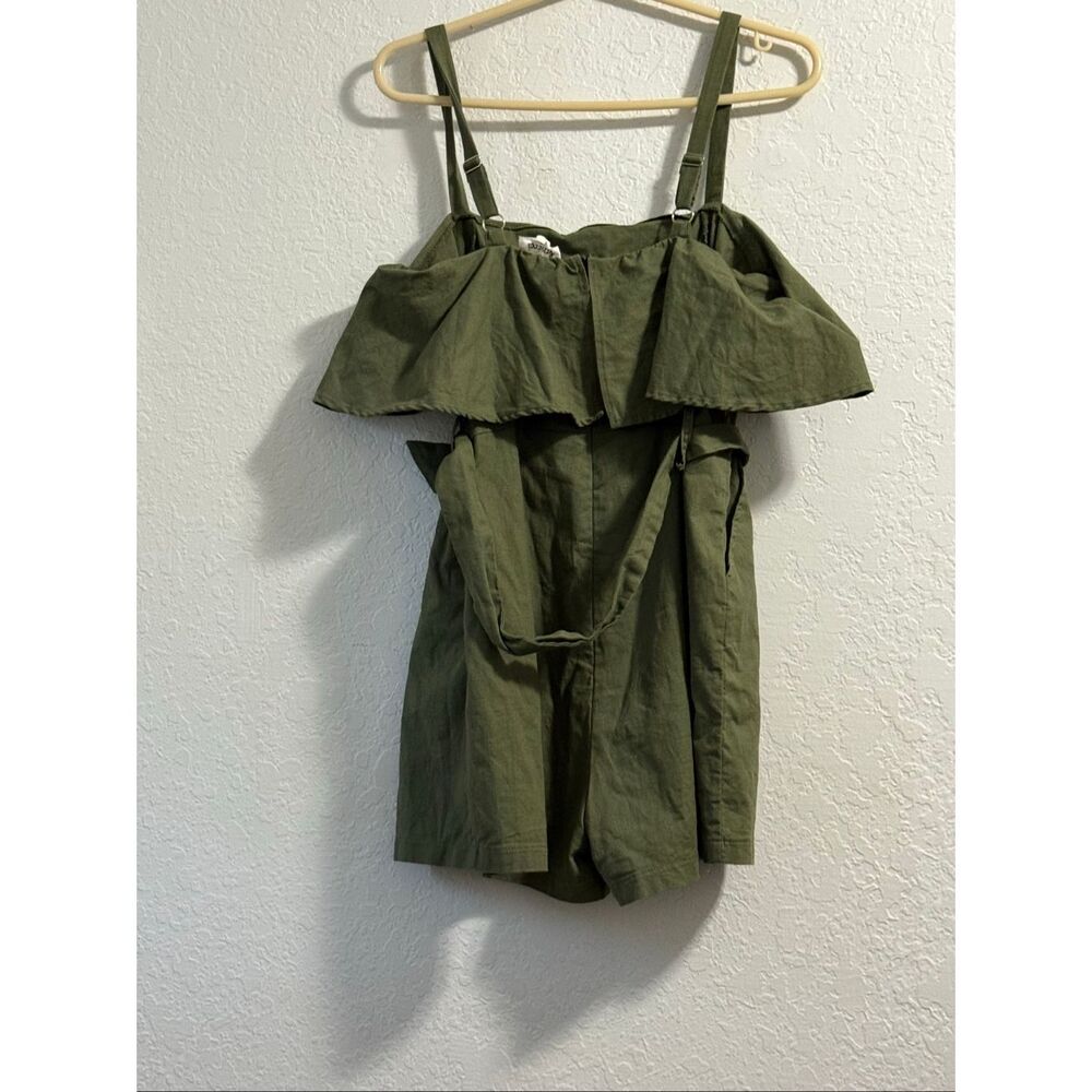 &merci green belted shorts romper sz Large safari jungle - Picture 4 of 4